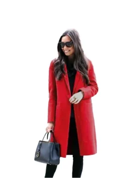 Womens Scarlet Red Long Wool Jacket