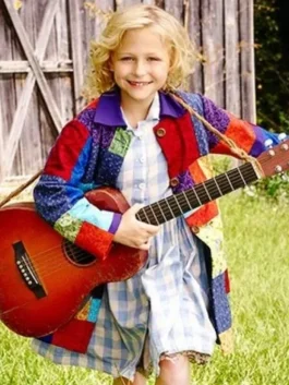 Dolly Parton Coat of Many Colors costume recreated with bright patchwork design, a stylish Dolly coat for fans who love classic country fashion.