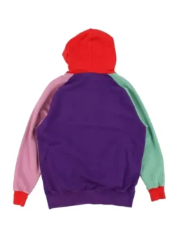 Back of a teddy fresh pastel color hoodie featuring purple, pink, mint green, and red, ideal for a teddy fresh multicolor hoodie.