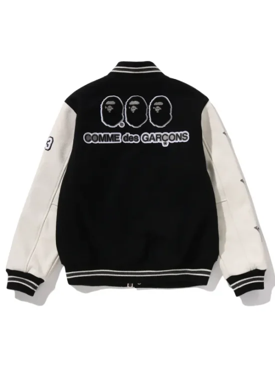 A BATHING APE x COMME des GARCONS OSAKA Varsity Jacket Back Look