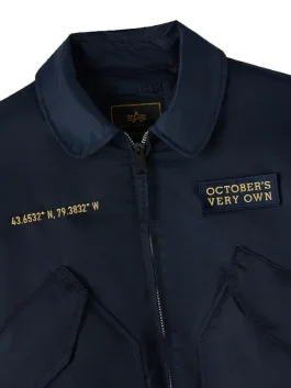 OVO Alpha Industries Bomber Jacket Blue Color Back Look