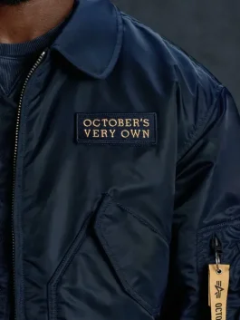 OVO Alpha Industries Bomber Jacket Blue Color Back Look
