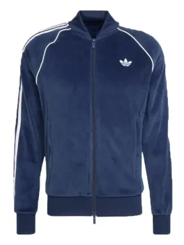 Adidas Adicolor Velour Track Jacket. Blue Color Front look