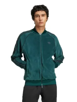 Adidas-Adicolor-Velour-Track-Jacket green Color Front Look