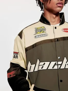Air Racing Style Varsity Jacket Brown
