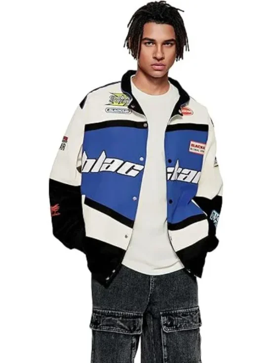 Air Racing Style Varsity Jacket blue