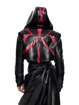 Bat Hat Hooded Short Jacket Back Look