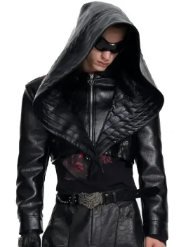 Bat Hat Hooded Short Jacket front Look