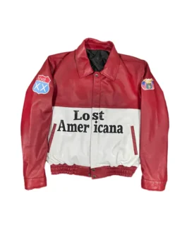 Front view of the Colson Baker MGK Lost Americana Bomber Jacket in black and white at America Jackets.