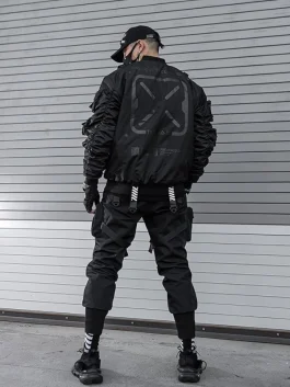 Fabric of the Universe XB-03 Red Bomber Jacket Black color