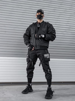 Fabric of the Universe XB-03 Red Bomber Jacket Black color