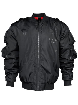 Fabric of the Universe XB-03 Red Bomber Jacket Black color front look