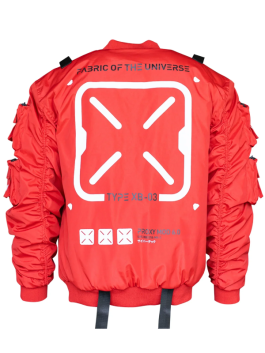 Fabric of the Universe XB-03 Red Bomber Jacket Back Look Red Color