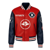 Futuristic ‘X’ Red & Black Leather Jacket Front look