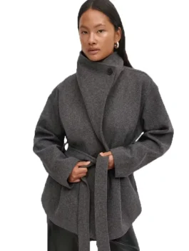 Gina Tricot High Neck Short Jacket Grey color Front look