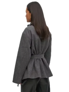 Gina Tricot High Neck Short Jacket Grey color Back look