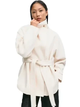 Gina Tricot High Neck Short Jacket White color Front look