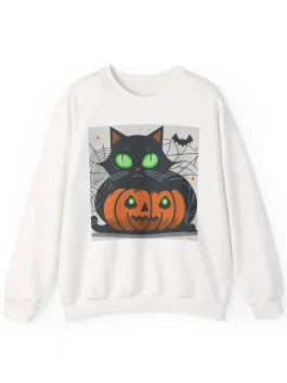 Halloween Cat and Pumpkin Sweatshirt