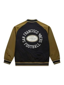 Mitchell & Ness San Francisco 49ers Double Clutch Raglan Jacket Back Look