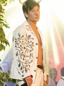 Barry Keoghan White Jacket Front look