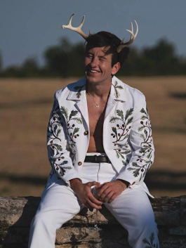 Barry Keoghan White Jacket Front look