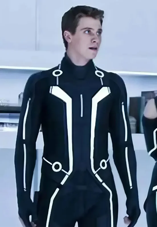 "Black Tron motorcycle jacket crafted for cosplay and biking
