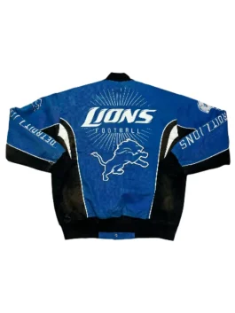 Vintage Detroit Lions Blue Racing Jacket Back Look