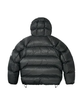 Rear view of Palace Quantum Balaclava Puffa Jacket in black with high-density puffer panels for cold-weather protection.