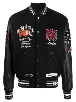 Amiri Logo Patch Varsity Jacket with logo patches