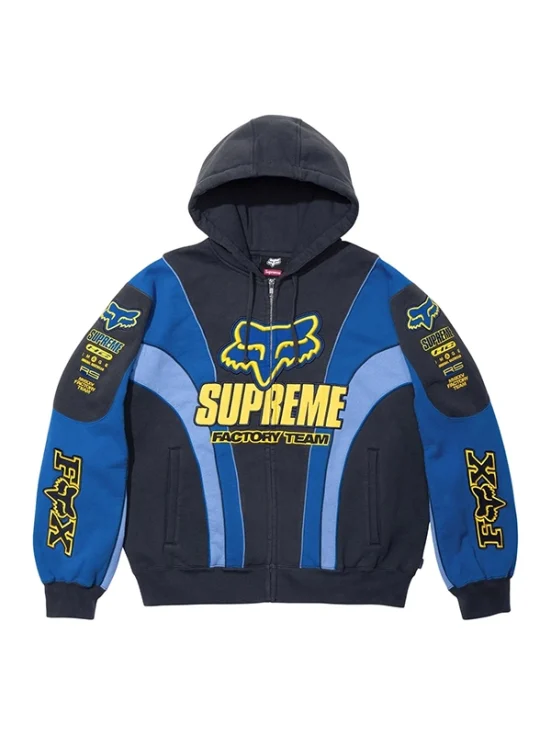 Supreme x Fox Racing Zip Up Hooded Sweatshirt