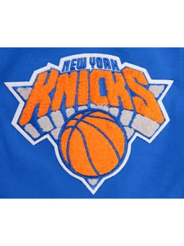 Blue Knicks logo embroidery sportswear detail