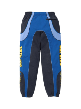 Rear view of blue Supreme Fox Racing Sweatpant showcasing panel detailing and Supreme logo, part of the Supreme Fox Racing Hoodie and Pant set.