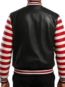Classic Black Red Varsity Jacket for Men Winter Wear