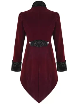Devil Fashion Men's Jacket Coat – Red & Black Gothic Steampunk Velvet Back Look