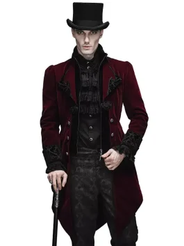Devil Fashion Men's Jacket Coat – Red & Black Gothic Steampunk Velvet