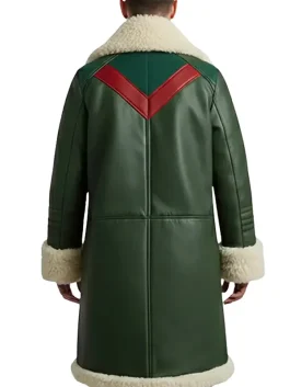Festive Green Long Shearling Coat for Men Christmas Looks