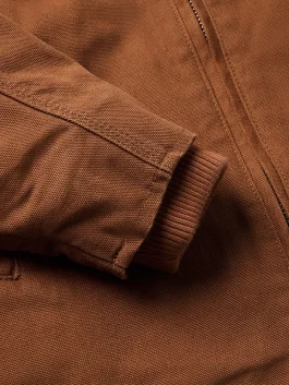Hooded Zip Canvas Jacket sleeve view showing fine stitching