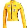 Kill Bill Uma Thurman Motorcycle Jacket front view yellow leather