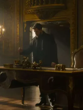 Kit Harington wearing The Family Plan 2 Black Coat, captured in a tense moment