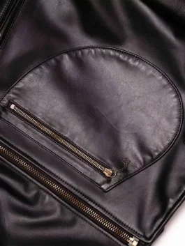 Leather outerwear with fur trim