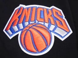 Light blue Knicks hoodie with bold logo design