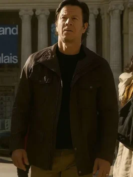 Mark Wahlberg The Family Plan 2 Brown Cotton Jacket A stylish brown cotton jacket worn by Mark Wahlberg
