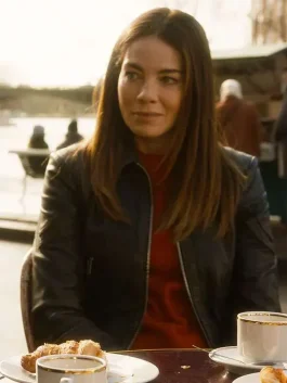 Michelle Monaghan The Family Plan 2 Leather Jacket, perfect for a sleek, fashionable look.
