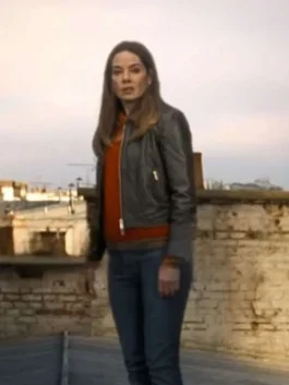 Michelle Monaghan in The Family Plan 2 Leather Jacket, stylish and chic outerwear.