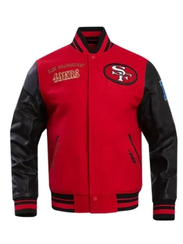 Nfl 49ers Black Red Varsity Jacket