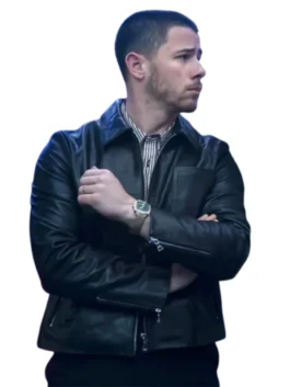 Nick Jonas A Very Jonas Christmas Movie Black Leather Jacket
