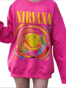 Pink Nirvana Sweatshirt for women casual streetwear