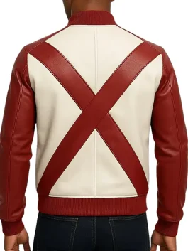 Stylish Men’s Red and White Bomber Leather Jacket Winter