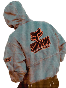 Supreme Fox Racing Denim Hooded Work Jacket