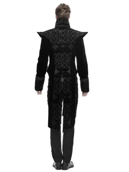 men's coat DEVIL FASHION - Bodom Gothic Floral Velvet Coat With Slit